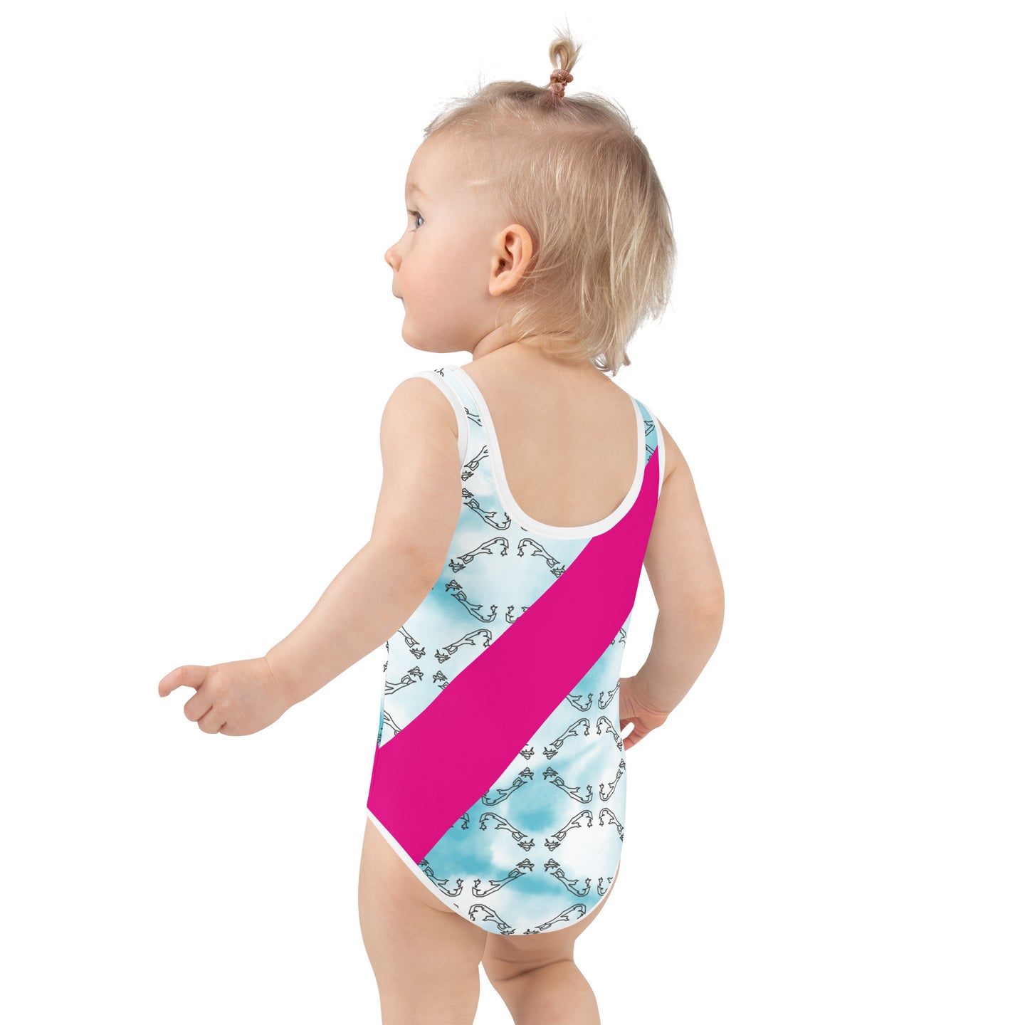 ELLE F WADE P PELLE PINK I MISS BERMUDA KID'S SWIMSUIT, Sky Map, Black