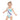 ELLE F WADE P ELLE PINK I MISS BERMUDA KID'S SWIMSUIT, Sky Map, White