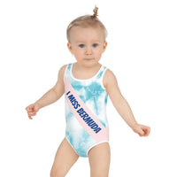 ELLE F WADE P ELLE PINK I MISS BERMUDA KID'S SWIMSUIT, Sky Map, White