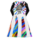 CHURCH & STATE GOM-BAE WITH BLACK QUEENAHBDA ON BACK MIDI DRESS, Multi/White, Black Sleeve