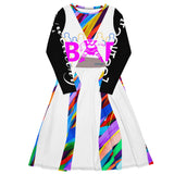 CHURCH & STATE GOM-BAE WITH BLACK QUEENAHBDA ON BACK MIDI DRESS, Multi/White, Black Sleeve